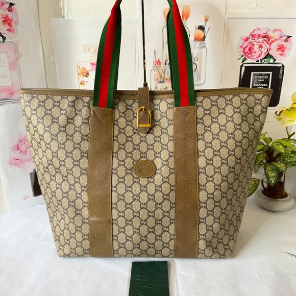 Gucci Plus Sherry Line Travel Tote in GG Canvas - Picture 1 of 15